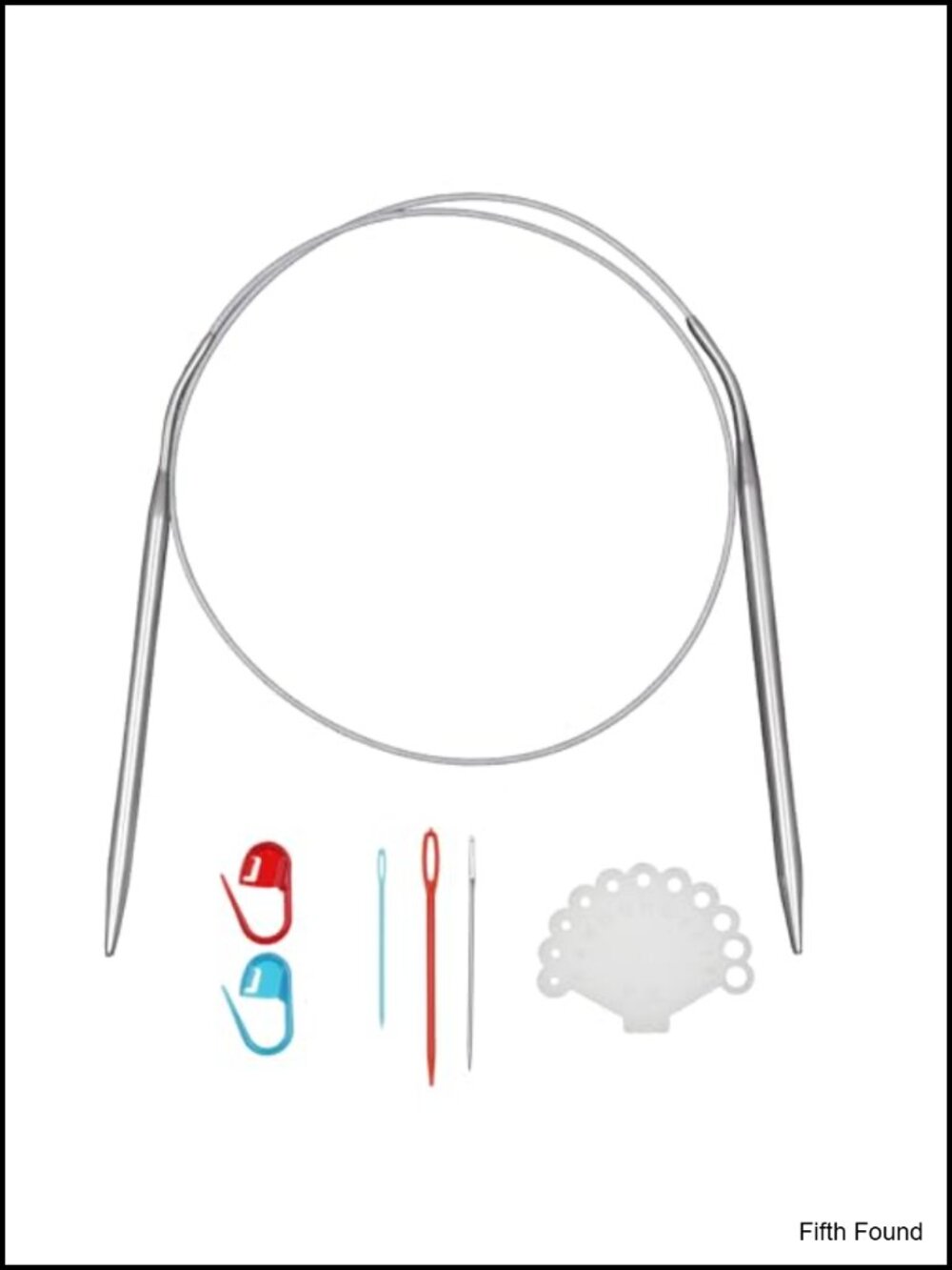 Stainless Steel Circular Knitting Needles 24in US 8 5.0mm with Stitch Markers